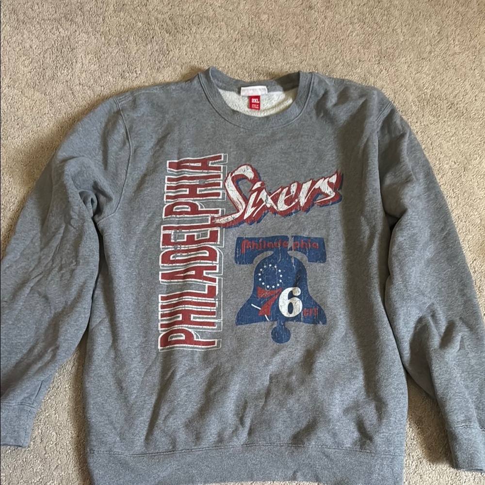 Gray Mitchell and Ness 76ers Crewneck Sweater